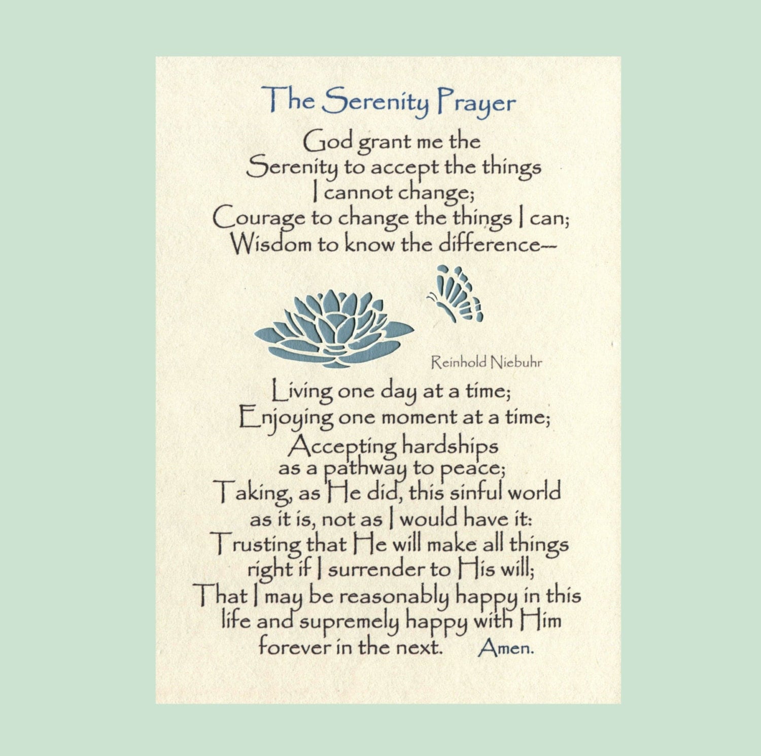 Serenity Prayer Long Version Lily Butterflies by MySerenityWay