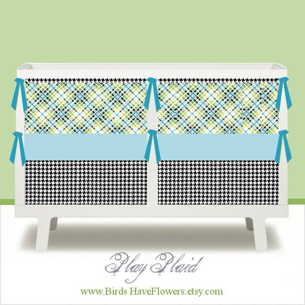 Items similar to baby boy bedding custom made Play Plaid in Blue with