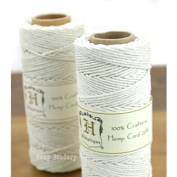 White Hemp Cord 1mm 205 feet Hemp Cord Macrame by HempBeadery