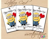 Despicable Me Minion Valentine's Day (No I Love You) - Tag, Card, Lollipop or Cake Pop Cards - Printable - Digital File - INSTANT DOWNLOAD Il_170x135