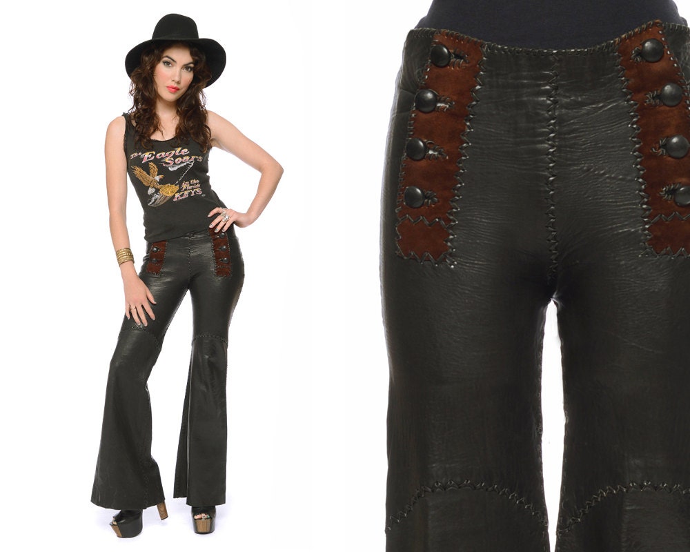 black leather bell bottoms