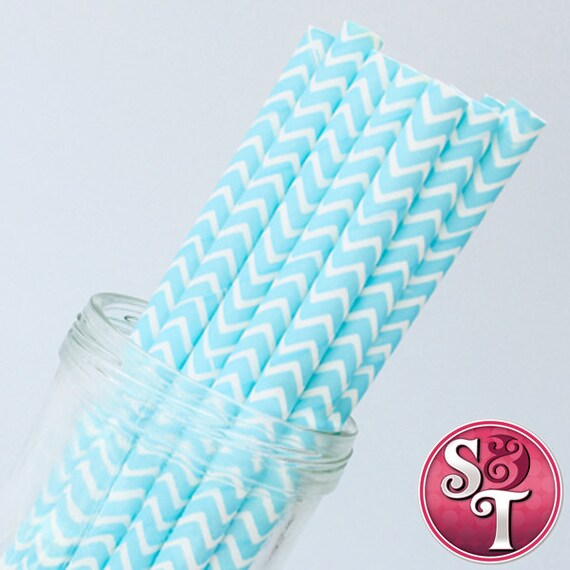 Chevron Zigzag Light Blue Party Paper Straws - Cake Pop Sticks - Pixie Sticks - Qty 25 Il_570xn