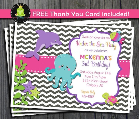 Under The Sea Invitation - Includes FREE Thank You Card Il_570xn