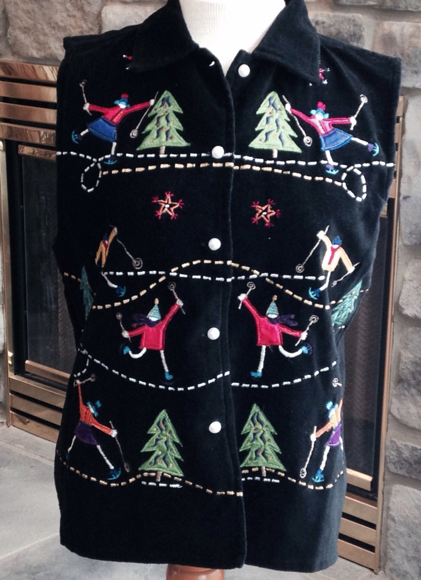Winter vest. Ugly Christmas Sweater. Ski Sweater Vest. Vintage Xmas. - Purl1VintageToo