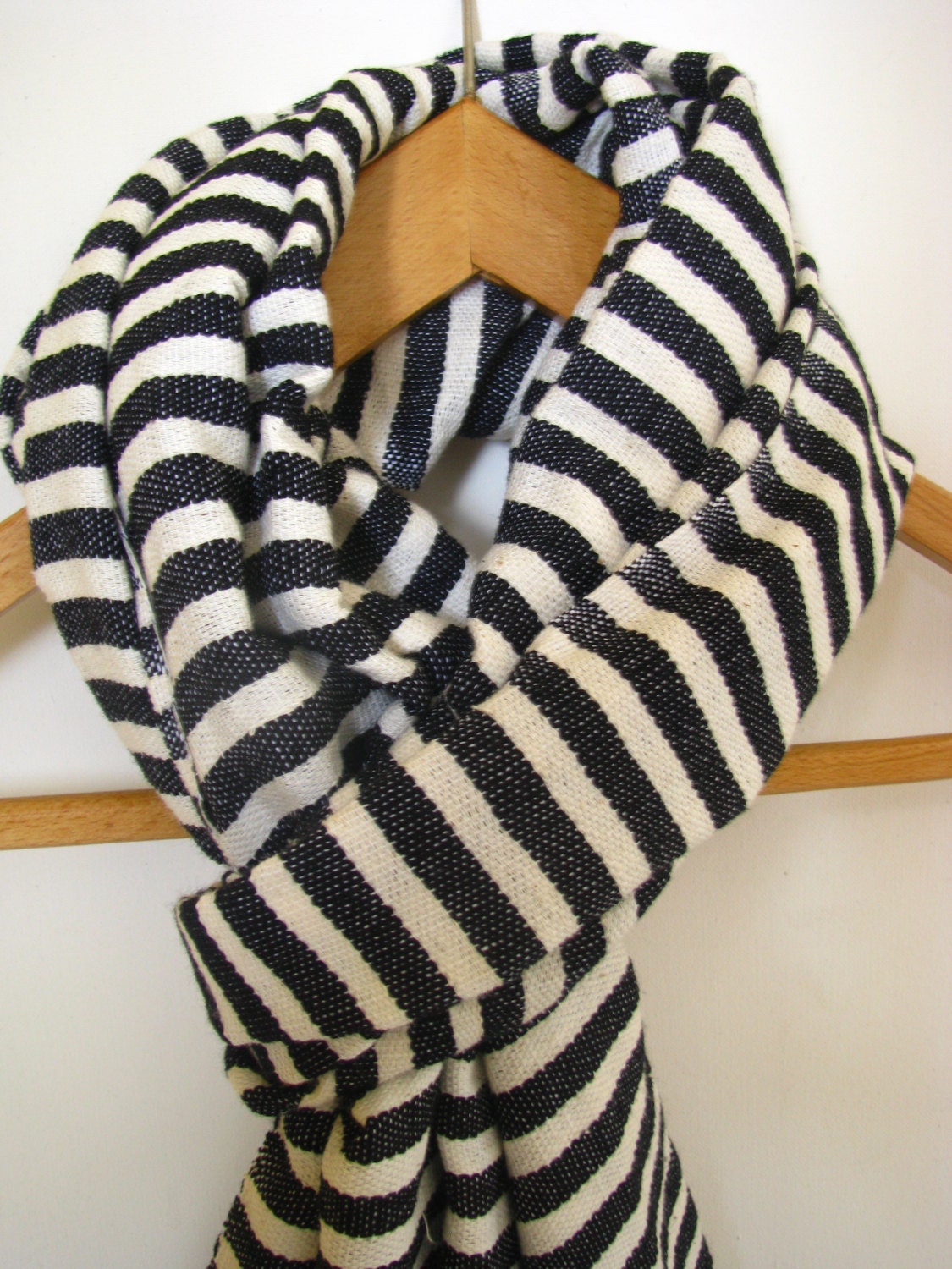 Black and White Men's Women Wool Cotton Winter Scarf- Striped Black & white Long  cozy Hand Woven Ethiopian Scarf- Winter Accessories-EBONY - Bellabisinia