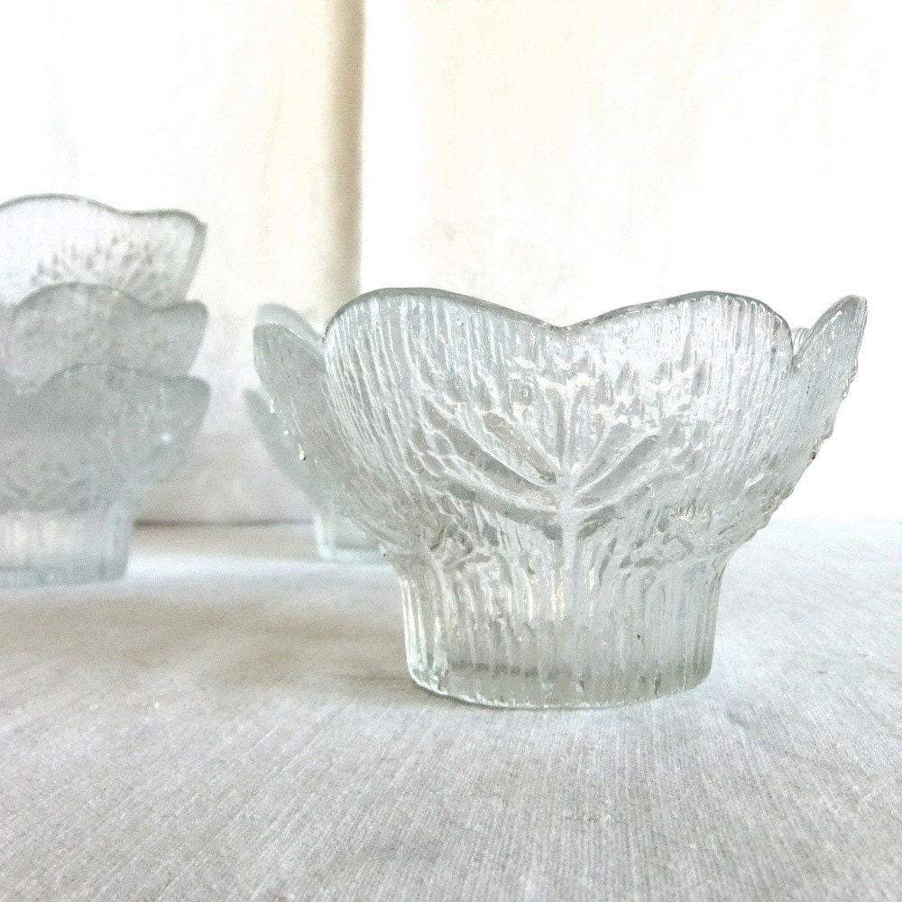 6 Dansk Floriform Tree Glass Bowls Clear by VenerablePastiche