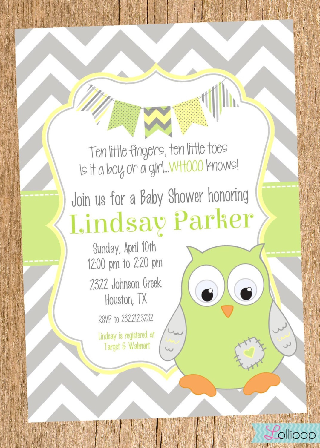 Gender Neutral Owl Baby Shower Invitation, DIY Owl Baby Shower Invite