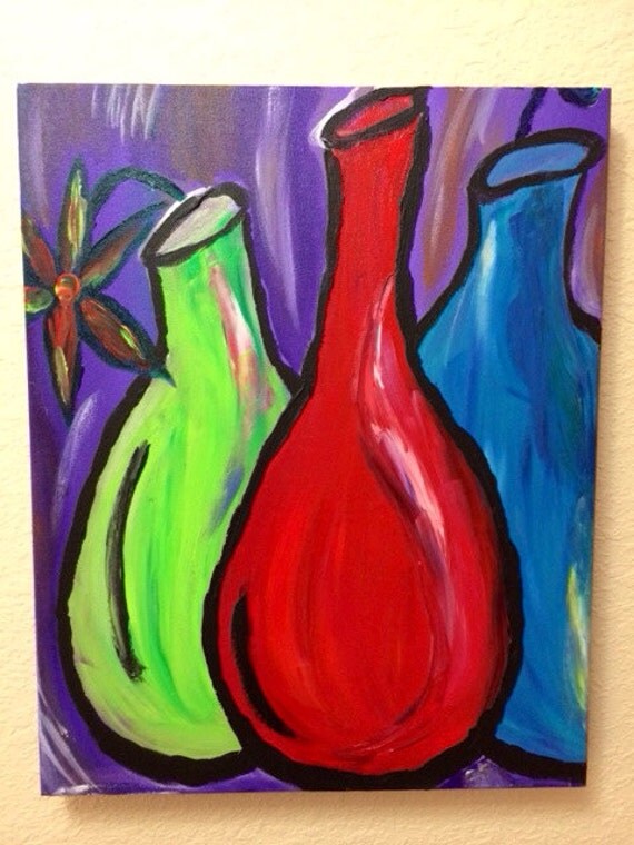 Abstract Vases Painting Acrylic on 16x20 Gallery by brynneperry