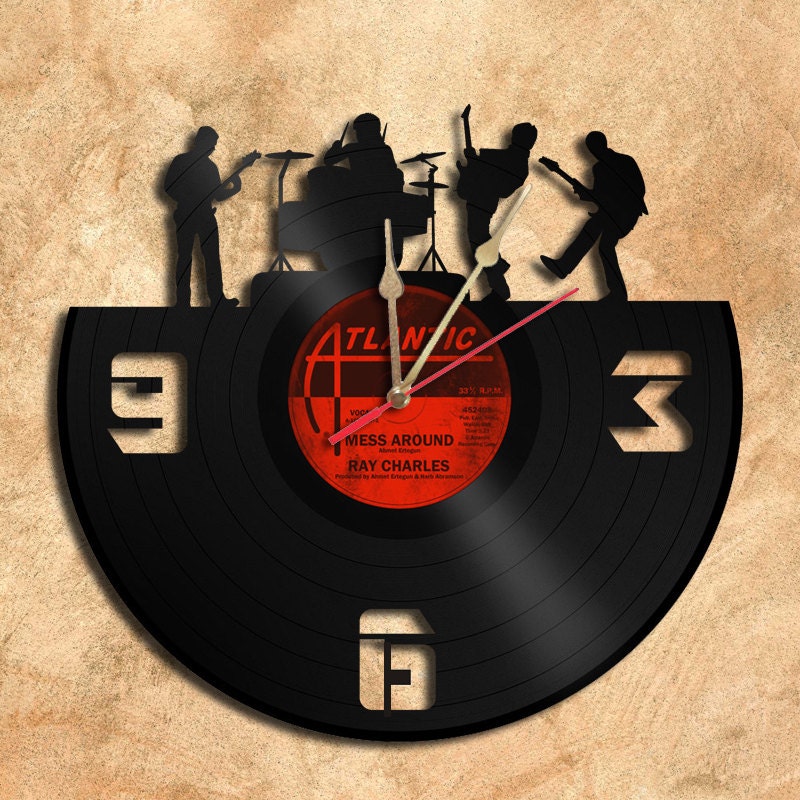 Rock Band No2 Theme Wall clock Upcycled vinyl by geoartcrafts