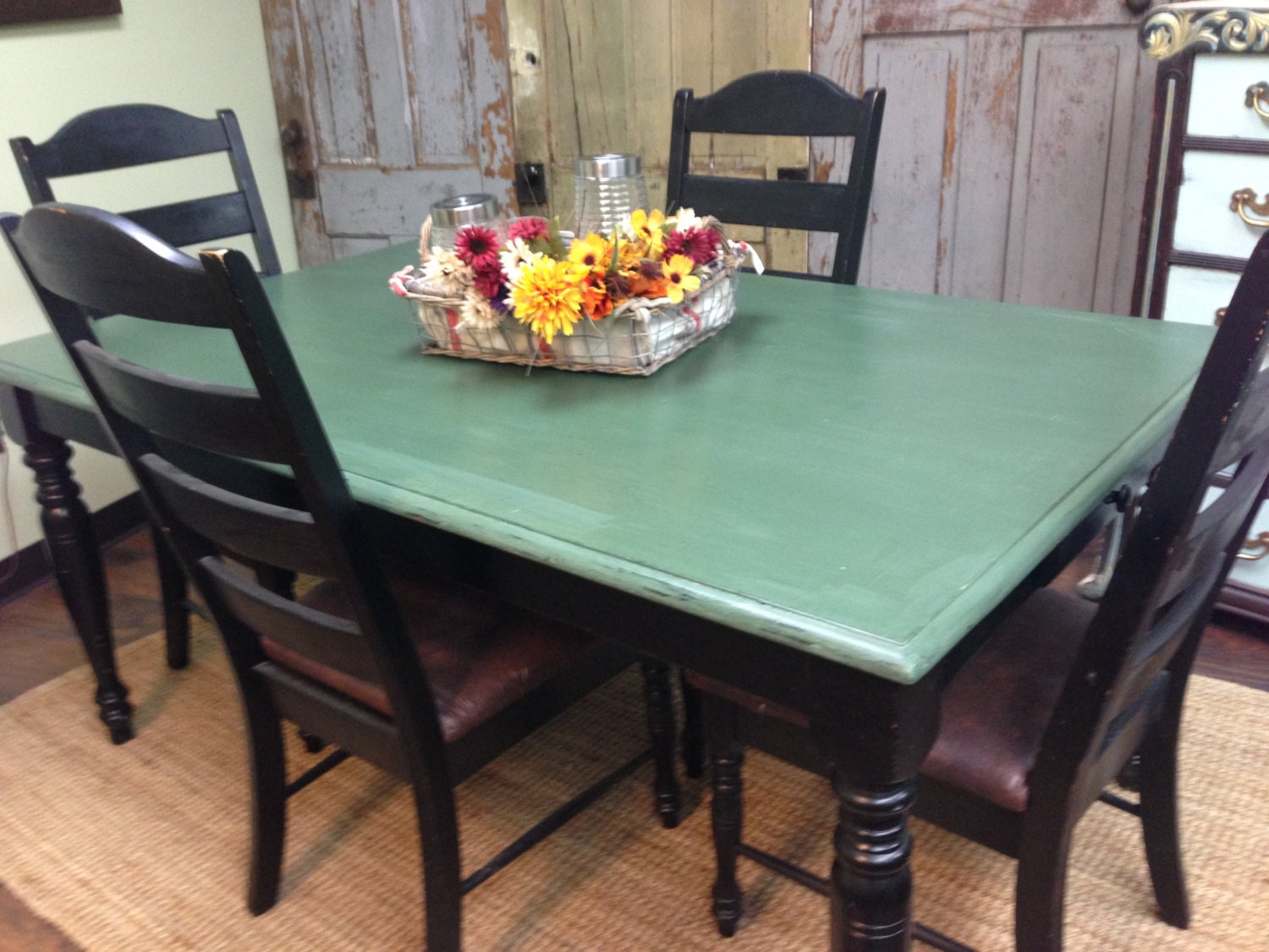 Farm Style Table, Country Kitchen Table Set, Distressed Furniture - VintageHipDecor