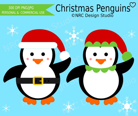 WINTER SALE - Christmas Clip Art - Christmas Penguins Clip Art - Digital Christmas Clipart Il_570xn