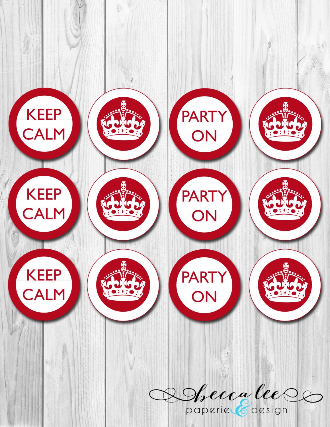 Keep Calm and Party On Cupcake Topper/2" Party Circle - DIY - Printable Il_570xn