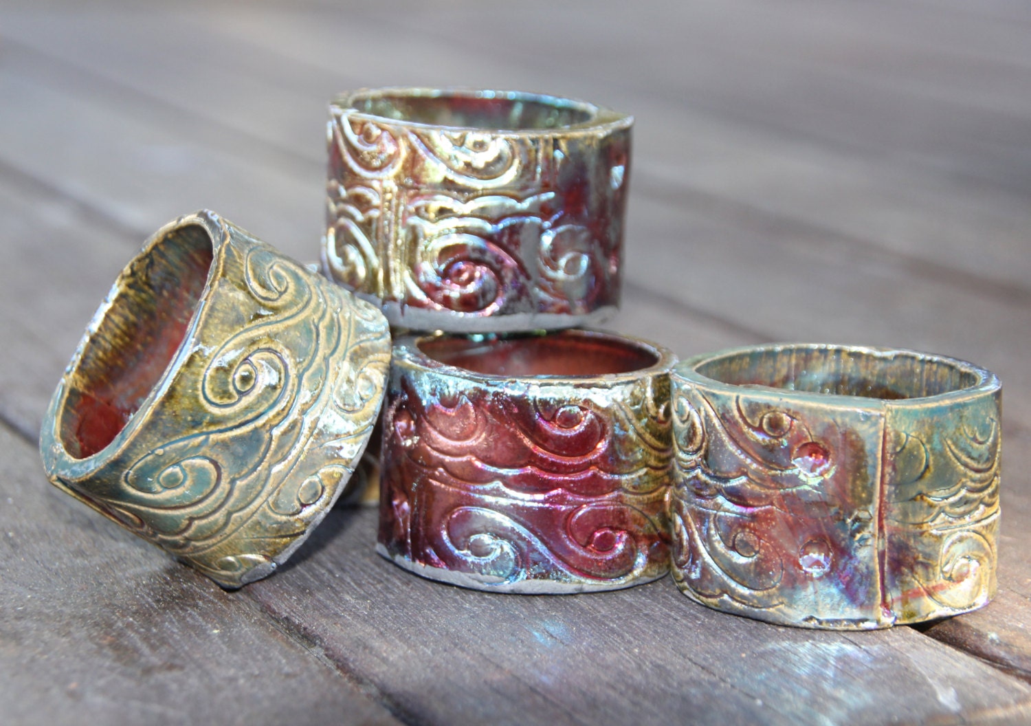 Items similar to Ceramic Raku Napkin Rings on Etsy