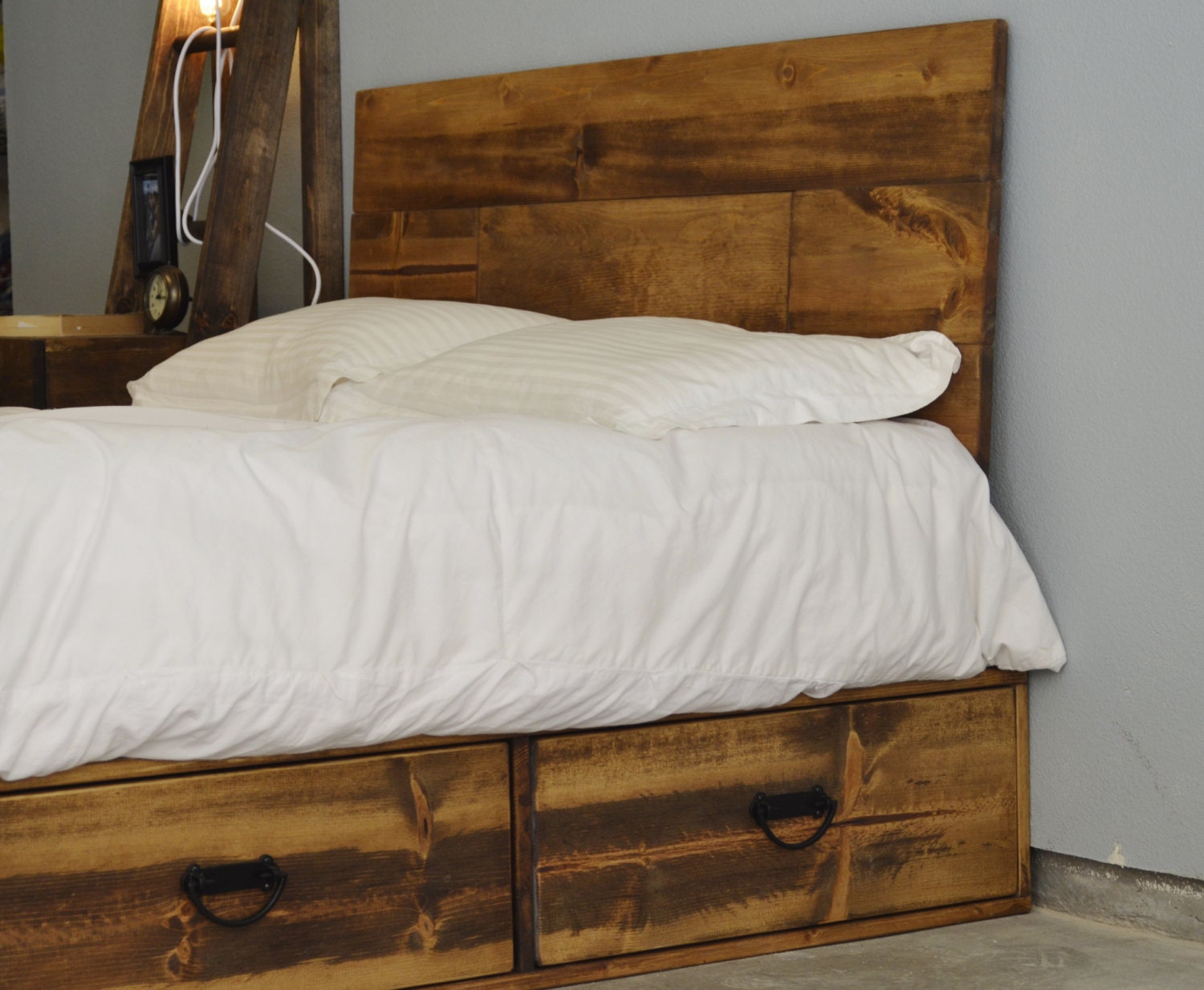 Rustic Wood Platform Storage Bed With Drawers By Knotsandbiscuits