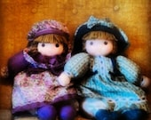 Pair of Holly Hobbie Style Soft Body Dolls - Cute Country Cottage Decor - EmilysCraftys