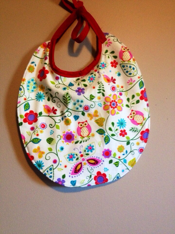 Sweet little owls reversible bib