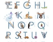 Animal Alphabet Art - Alphabet Wall Art - Little Boy's Room - ABC Art - Blue - Animal Alphabet Print -  Alphabet Art - 11 x 14 - TinyToesDesign