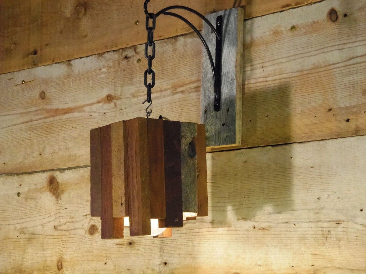 Reclaimed Wood Hanging Light Fixture