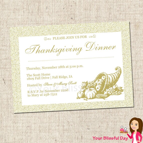PRINTABLE Thanksgiving Dinner Party Invitation Il_570xn