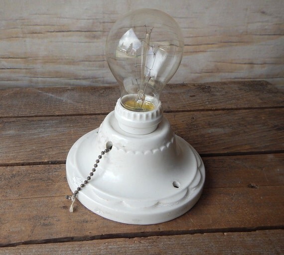Vintage Porcelain Light Fixture Bath and by WhatsNewOnTheMantel