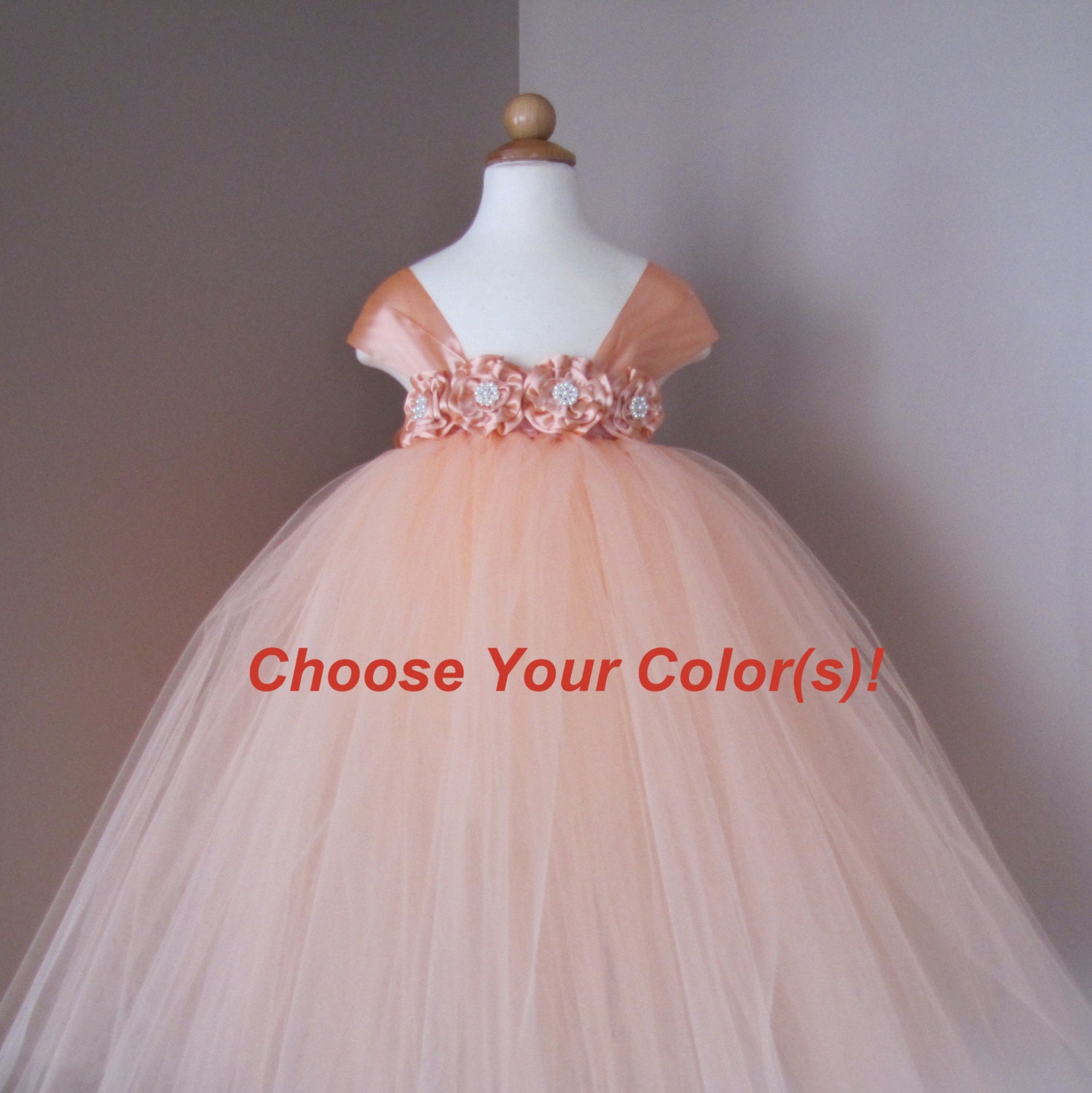 Peach Tutu Dress..Peach Flower Girl Dress..Girl by LovelyMadeGifts