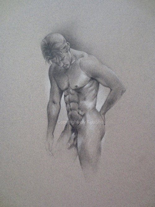 Print Fine Art Print Fine Art Drawing MALE NUDE In Pencil