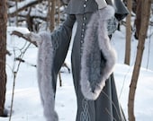 Wool Grey Fantasy Coat "Heritrix of The Winter"; snow princess; white queen fur coat - armstreet