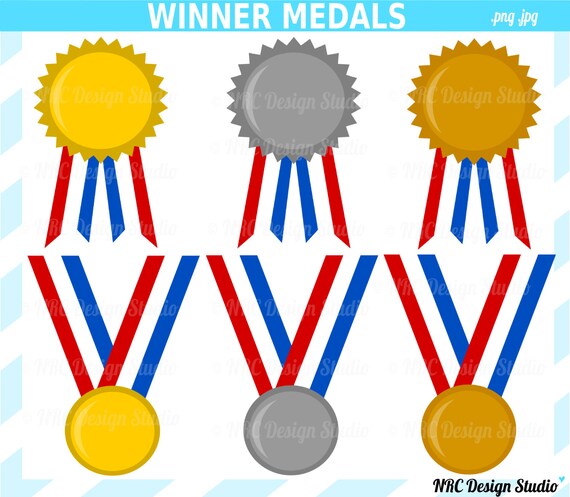 School Sports Clip Art - Winner Medals Clip Art - Digital Medals Clipart - Sports Clipart Il_570xn