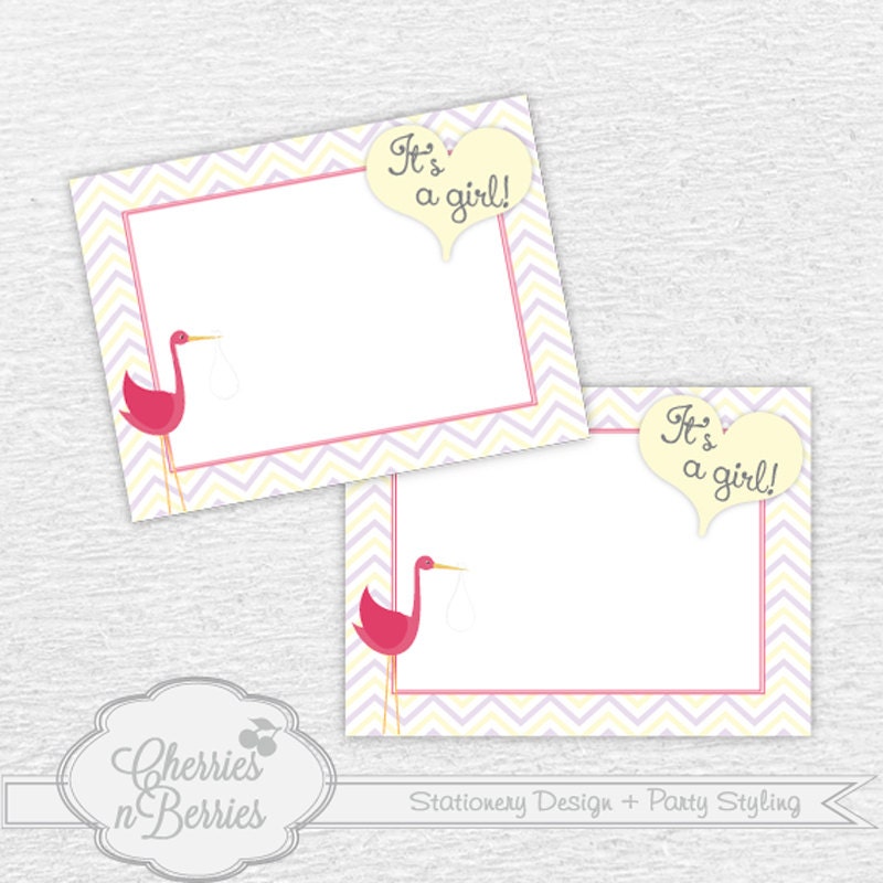 Stork themed Baby Shower. It's a Girl. Printable Labels Il_570xn