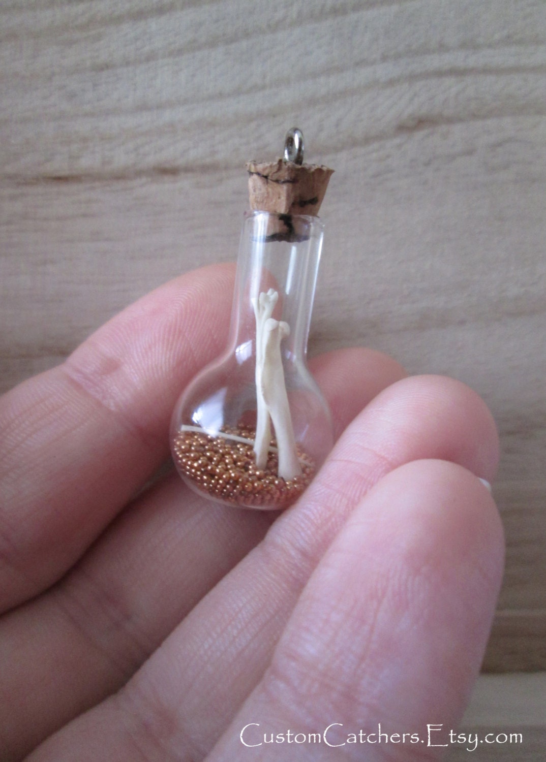 Copper and Bones Tiny Bottle Pendant Unique by CustomCatchers