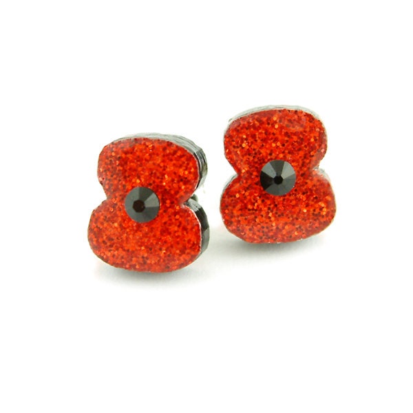 Resin Poppy Stud Earrings Royal British Legion Poppy by Jackdaw