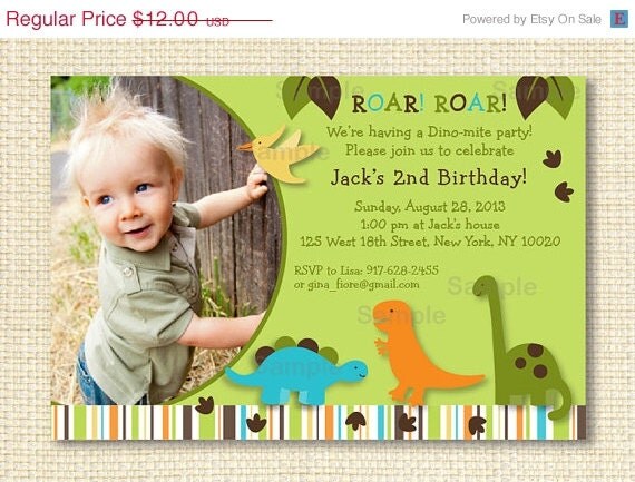 ON SALE Dinosaur Birthday Invitation Il_570xn