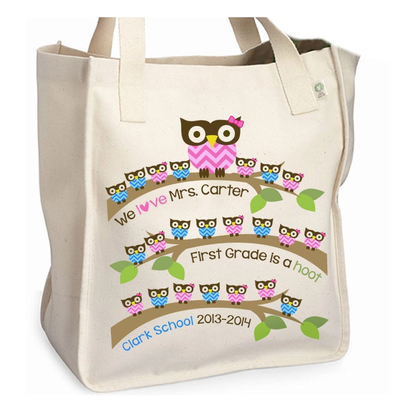 Teacher gift tote bag - school hoot owl teacher gift personalized tote ...