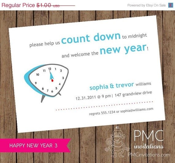 New Years Eve Party Invitations - 1.00 each with envelope Il_570xn