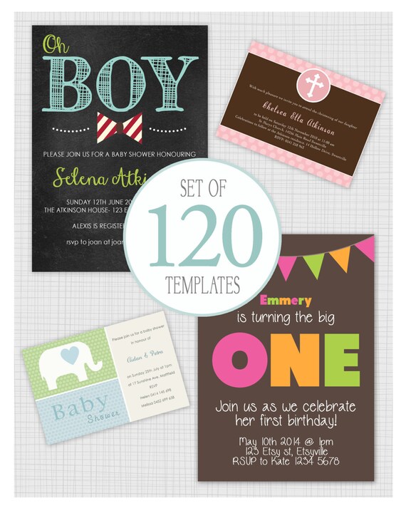 120 Non-photo templates. Includes wedding shower, baby shower, moving announcements and more. Il_570xn