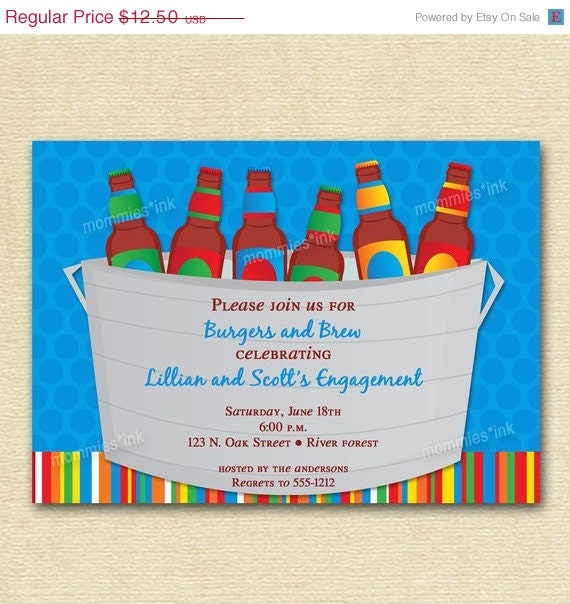 10% Off Holiday Sale Bucket of Beer Couples Shower Invite - PRINTABLE INVITATION DESIGN Il_570xn