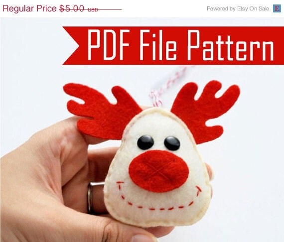 SALE Holiday Reindeer Christmas Ornament Sewing pattern - PDF ePATTERN Instant Download A657 Il_570xn