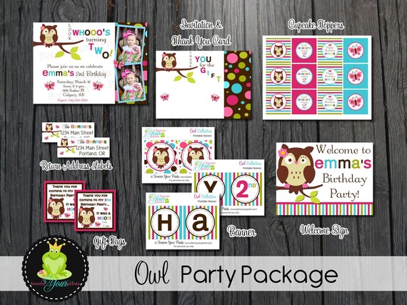 Owl Party Package - Owl Birthday Invitation Il_570xn