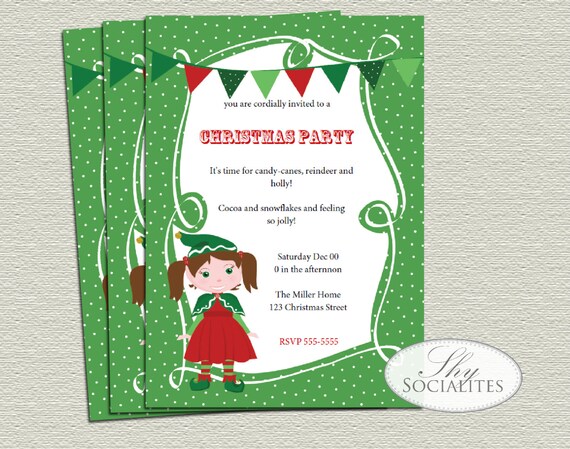 Items similar to Elf Invitation, Little Elf Girl, Elf Printable