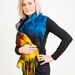 Scarf, silk, wool, nunofelt, felt, felted, blue, yellow, purple, gift, fibre art