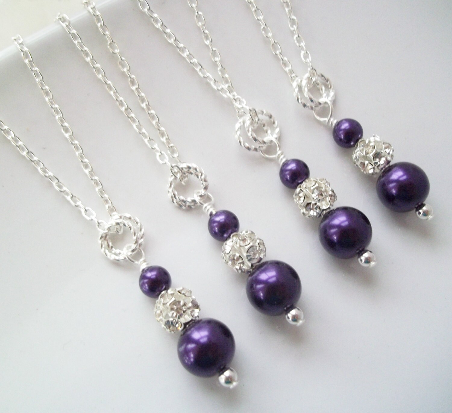 Items Similar To Set Of Bridesmaid Necklaces Bridesmaids Jewelry Four