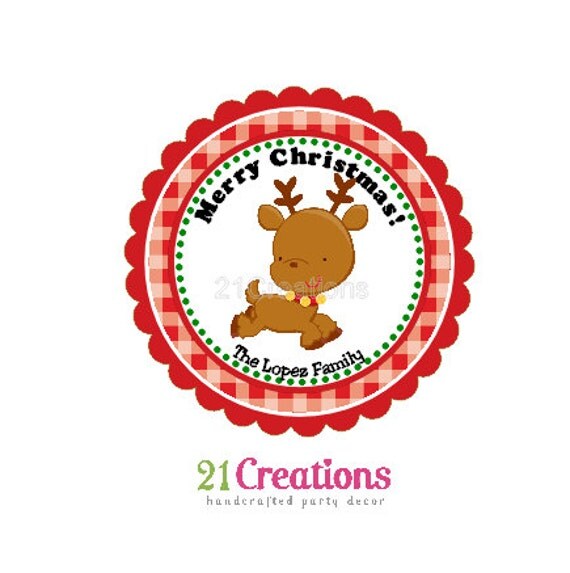 Reindeer Christmas Stickers - set of 12 Il_570xn