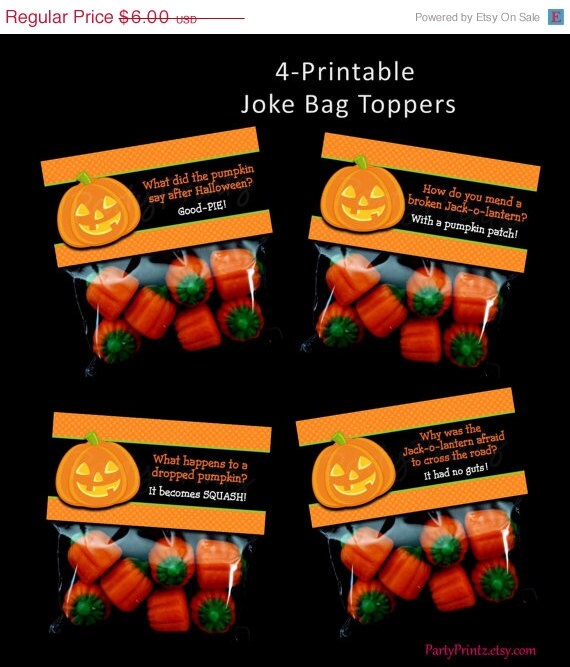 SALE INSTANT DOWNLOAD - Printable Halloween Joke Treat Bag Toppers Il_570xn