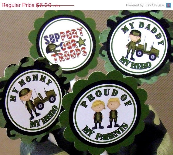 SALE INSTANT DOWNLOAD - Printable - Army Proud - Cupcake Toppers & Favor Tags Il_570xn