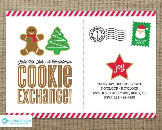 Cookie Exchange Invitation - Christmas Cookie Party Invitation - Christmas Party Invitation - Cookie Swap - Holiday Party Invitation - DIY Il_570xn