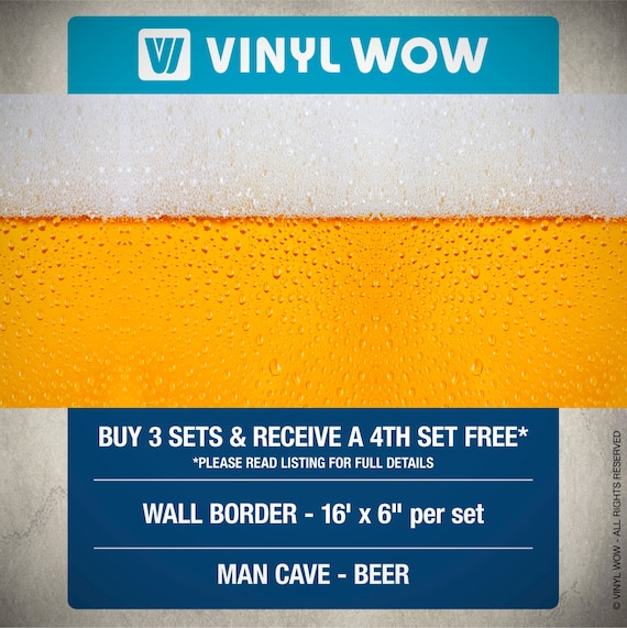 Wall Border Set MAN CAVE BEER 16 ft x 6 in Buy 3 by VinylWOW