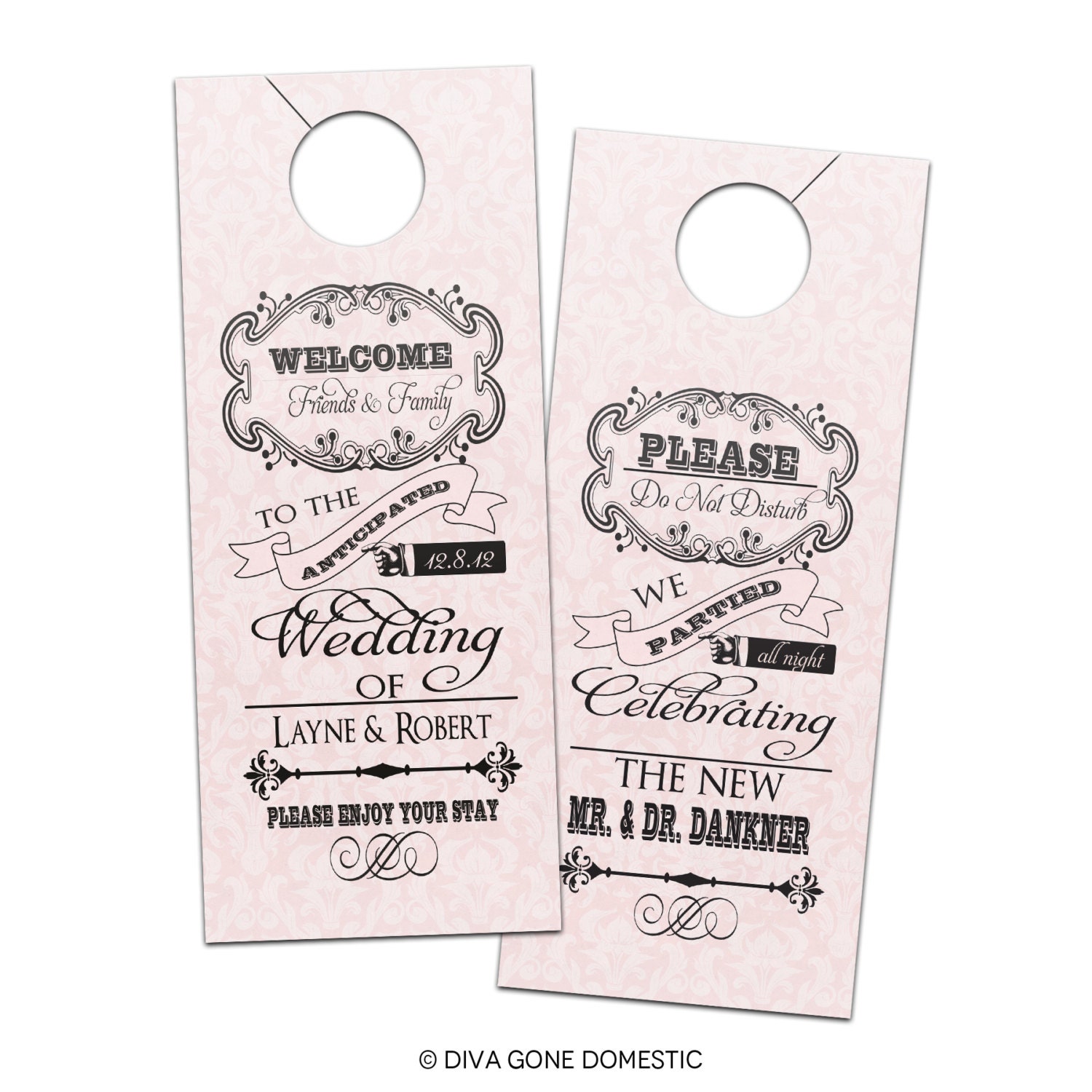 Customizable Wedding Hotel Door Hangers - Vintage Retro Steampunk Ad - Bridal Door Hanger for Guests or Welcome Bags Il_570xn