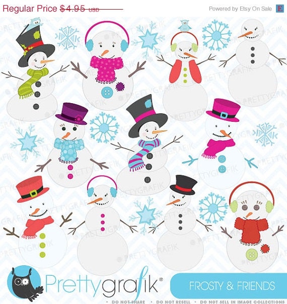 40% OFF SALE snowman clipart, commercial use, vector graphics, digital clip art, digital images - CL400 Il_570xn