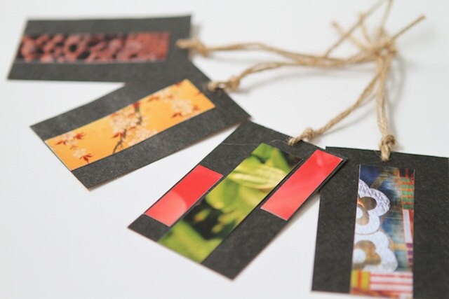 Gift Tags from Upcycled Wine Bags and Photographic Paper with Jute Twine - EchidnaArtandCards