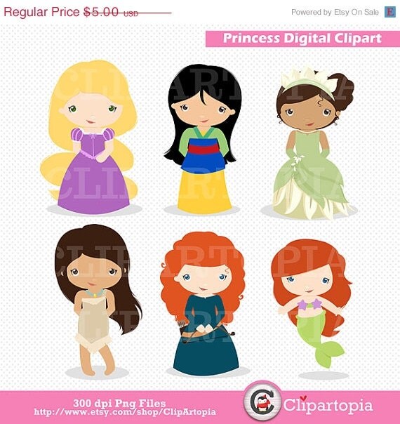ON SALE Princess Digital Clipart / Little Princess Clip Art / Princess Clipart For Personal and Commercial Use/ INSTANT Download Il_570xn